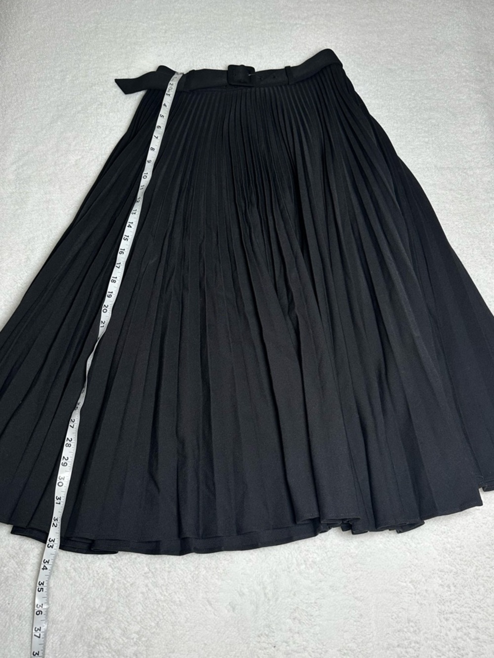 Zara Black Pleated Midi Skirt with Belt - Picture 7 of 8